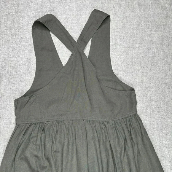 The Shanty Corporation Midi Dress Olive Green Cotton Flax Cottage - Picture 10 of 11